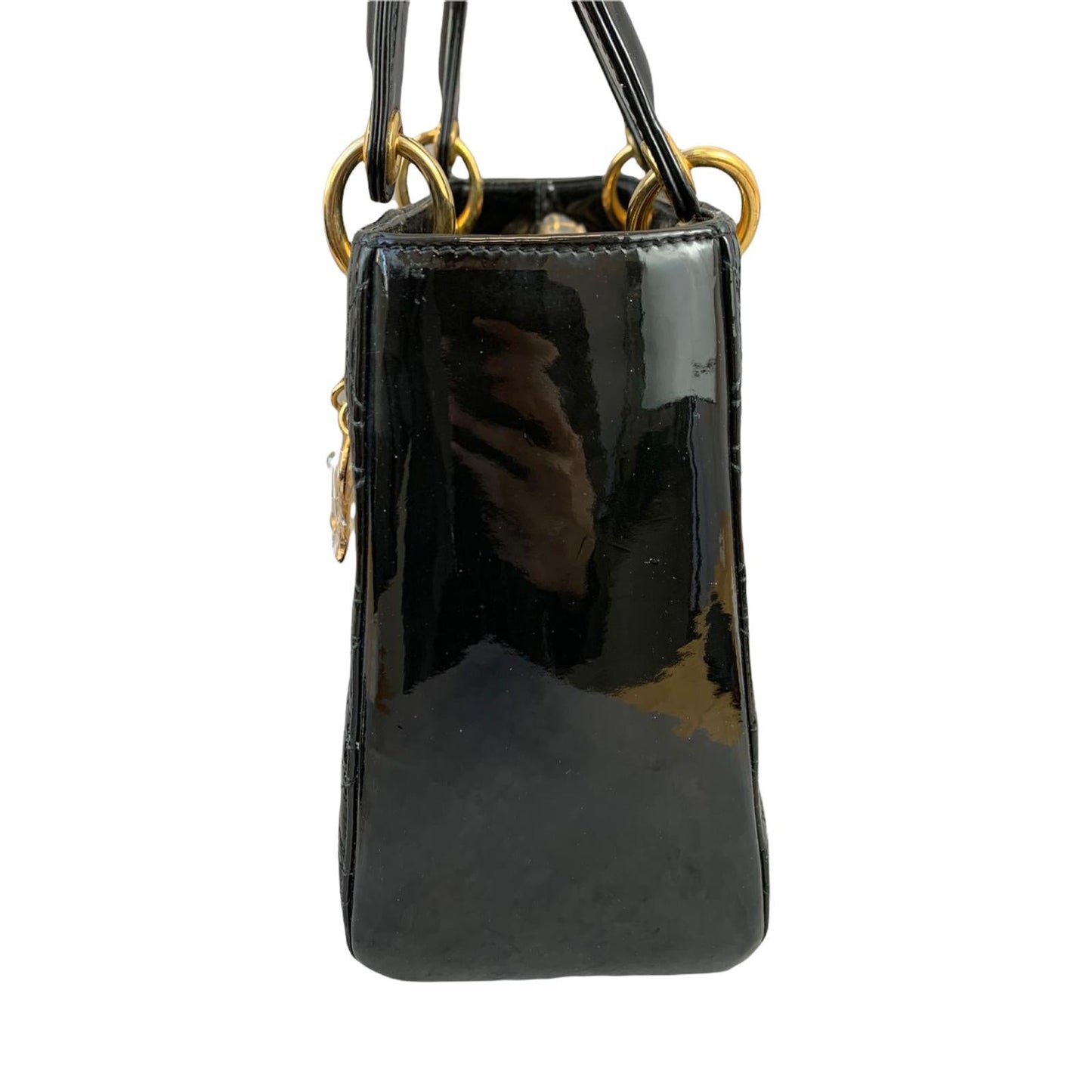 Lady Dior Medium Patent Black GHW