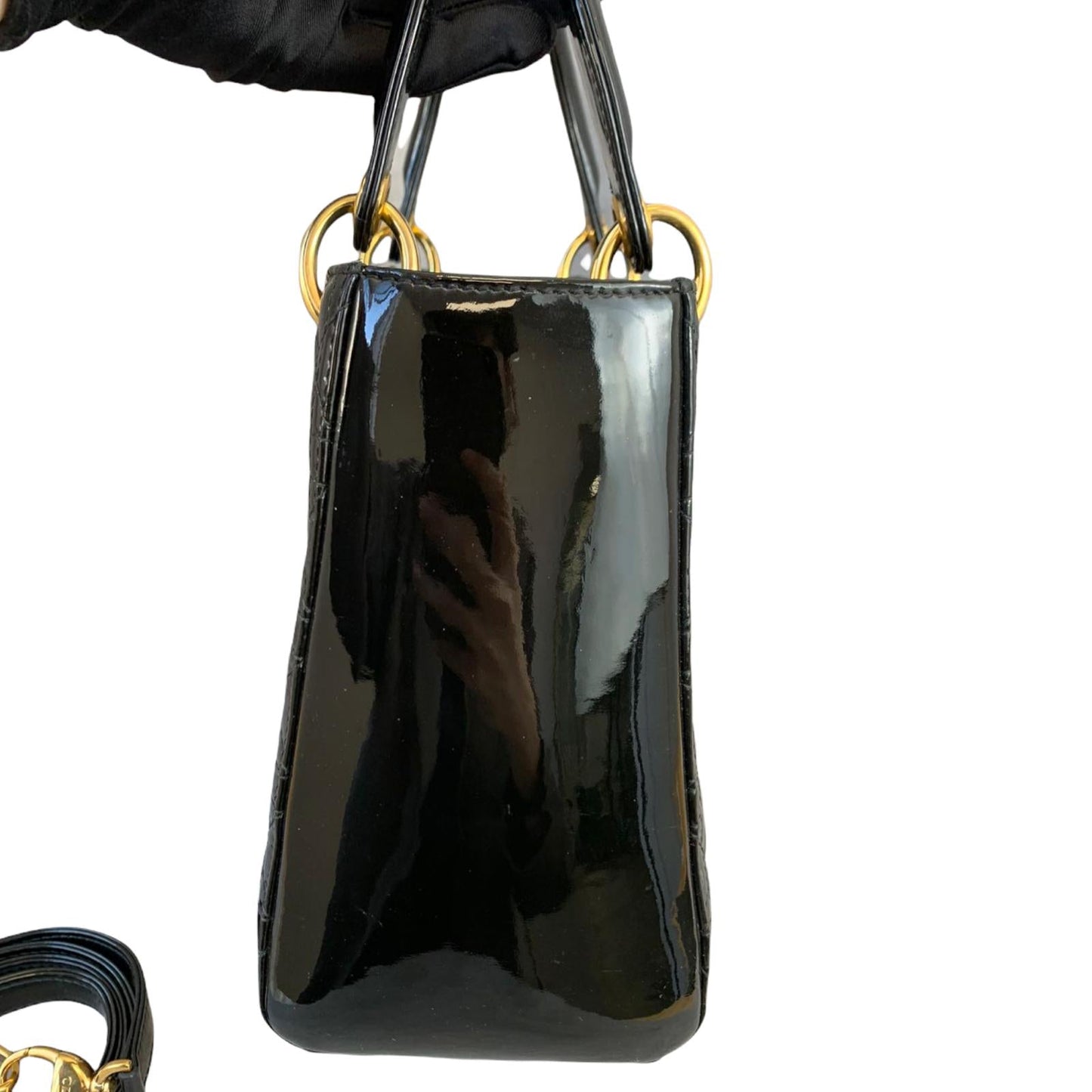 Lady Dior Medium Patent Black GHW
