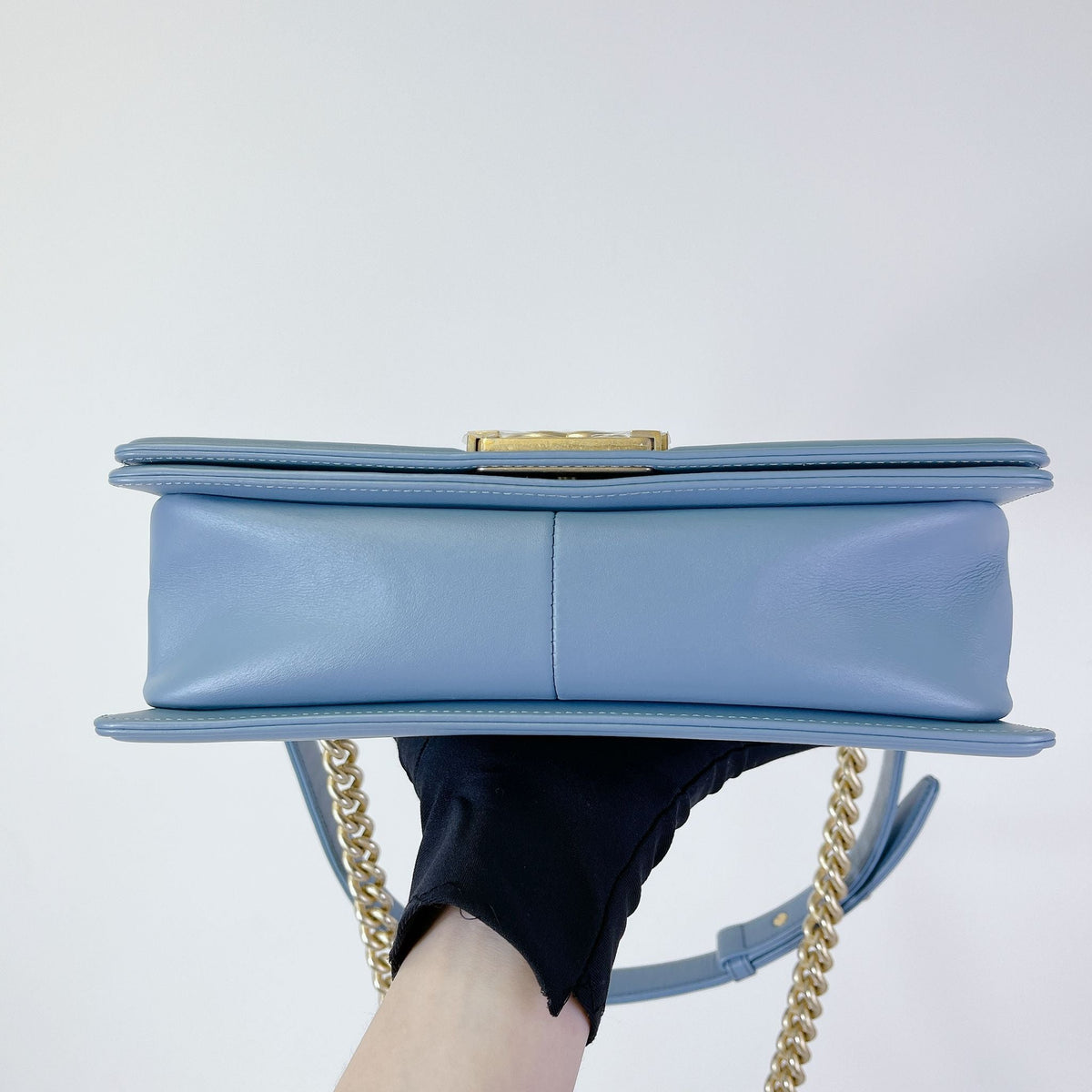 Boy Old Medium Lambskin Light Blue GHW