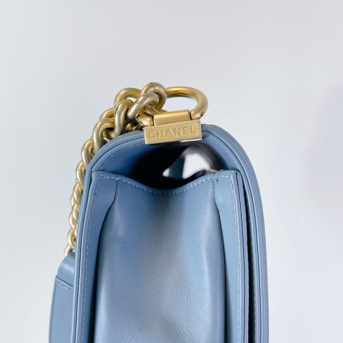 Boy Old Medium Lambskin Light Blue GHW