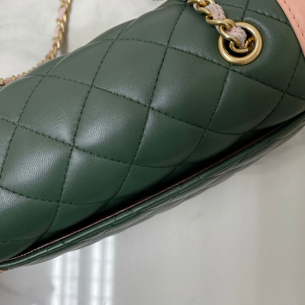 Two Toned Flap Lambskin Green/Pink GHW