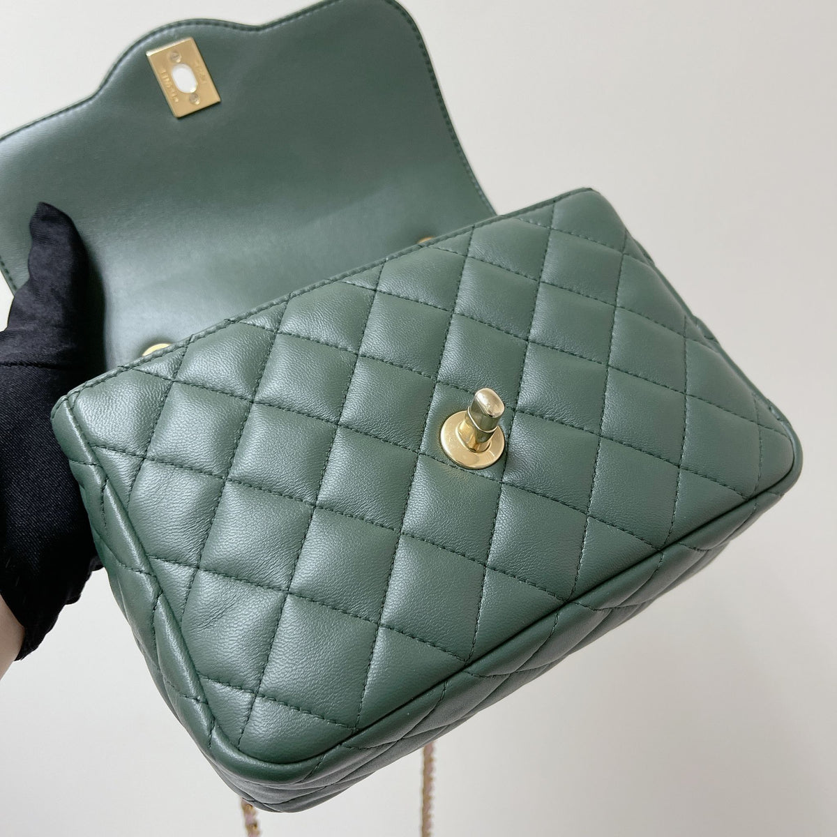 Two Toned Flap Lambskin Green/Pink GHW