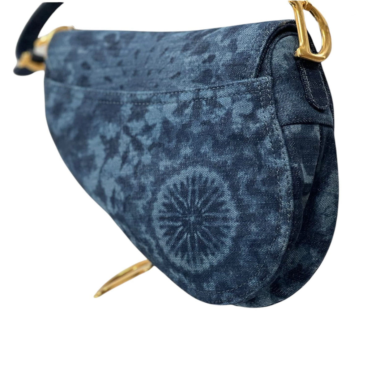 Large Saddle Bag Tie Die Printed Denim GHW