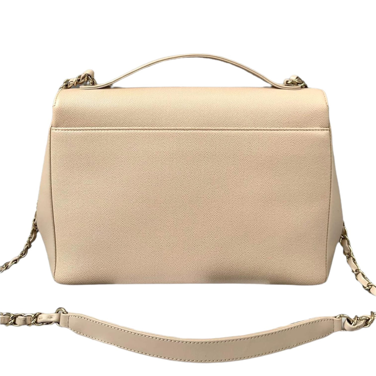 Large Business Affinity Flap Quilted Caviar Beige GHW