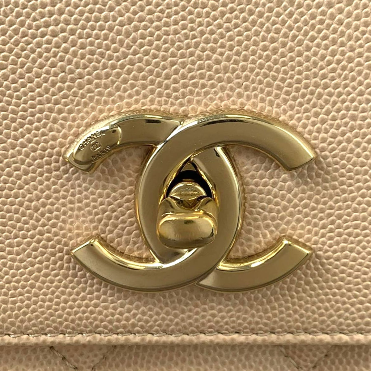 Large Business Affinity Flap Quilted Caviar Beige GHW