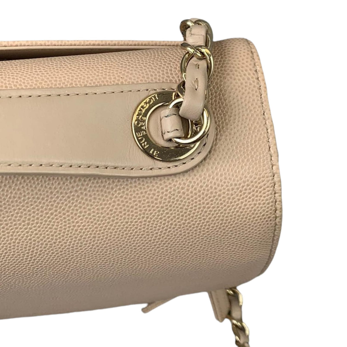 Large Business Affinity Flap Quilted Caviar Beige GHW