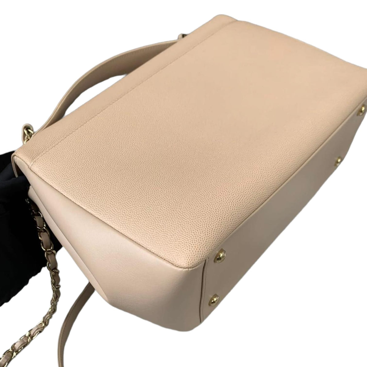 Large Business Affinity Flap Quilted Caviar Beige GHW