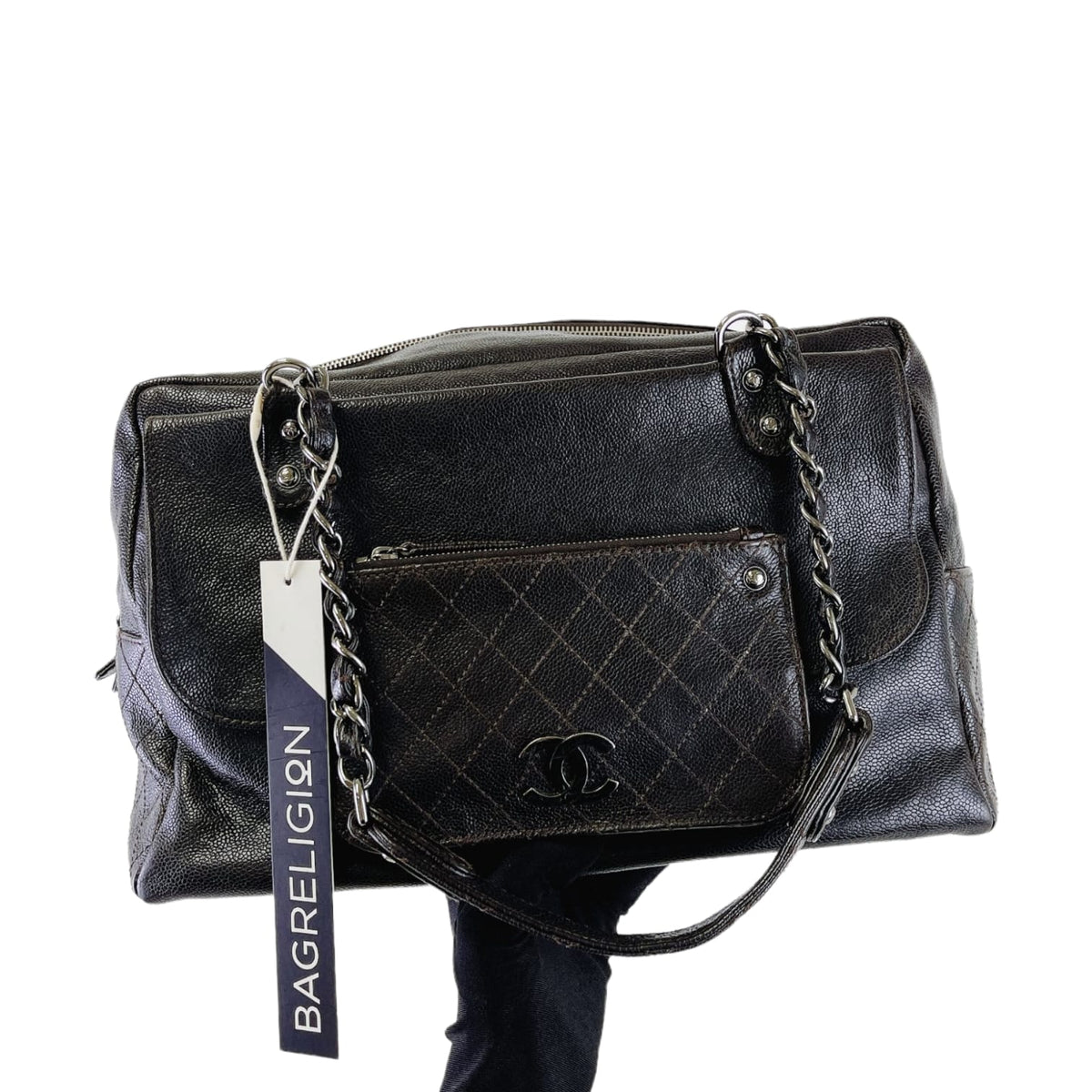 Boston Bag Brown Leather SHW
