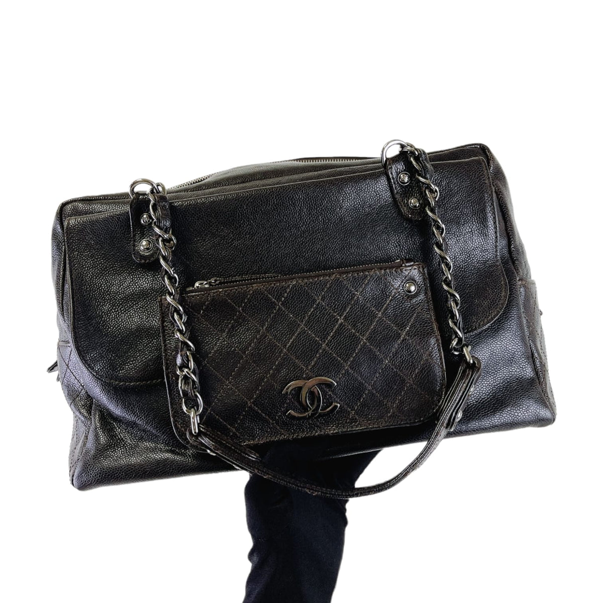 Boston Bag Brown Leather SHW