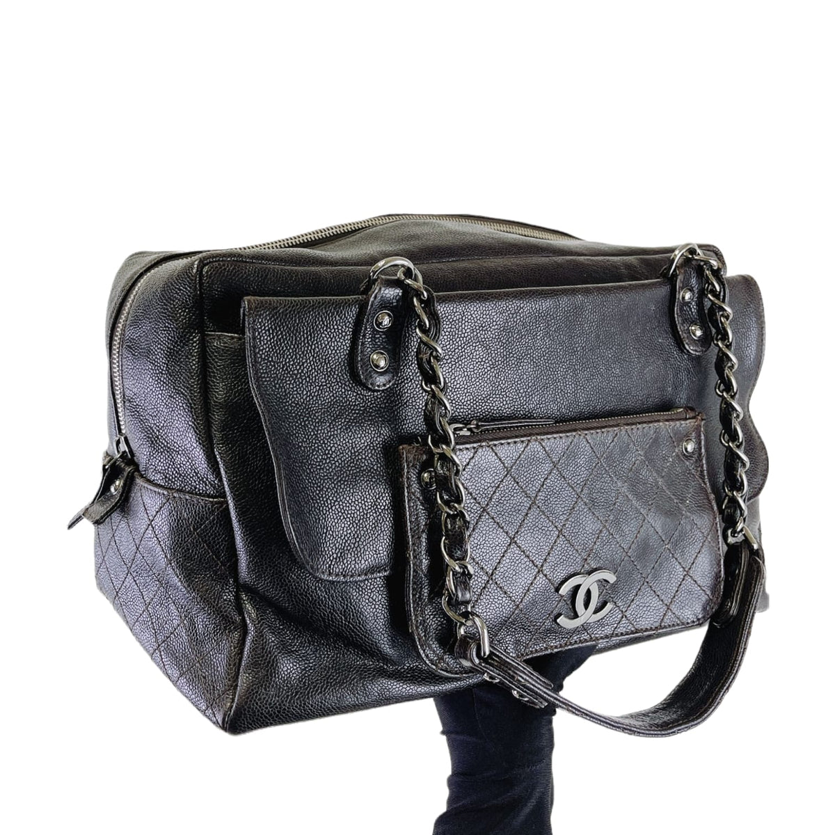 Boston Bag Brown Leather SHW