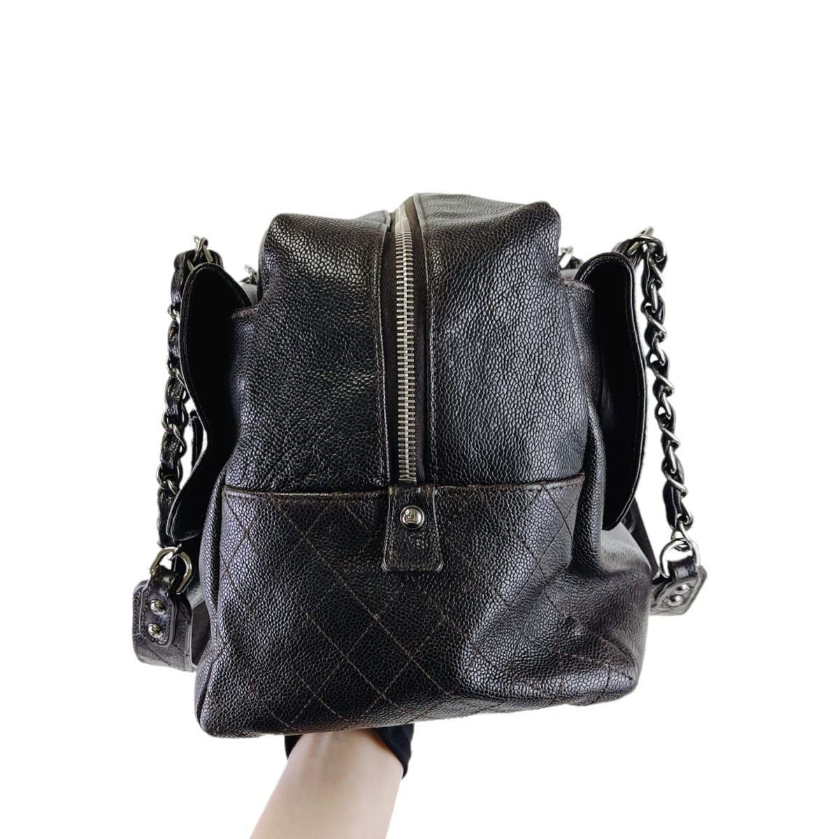 Boston Bag Brown Leather SHW