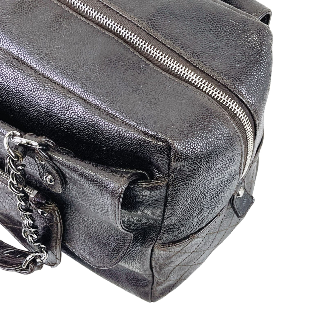 Boston Bag Brown Leather SHW