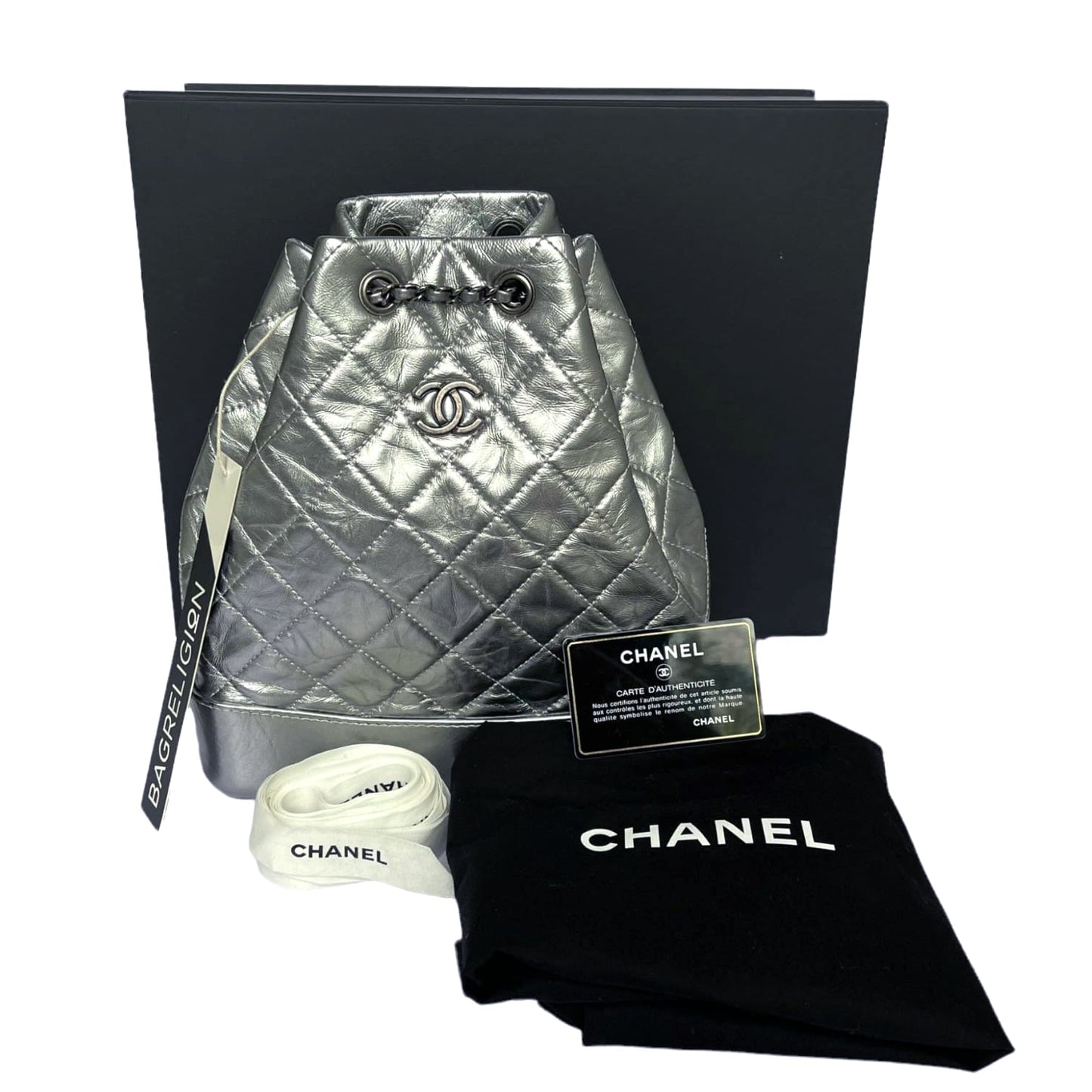 Gabrielle Backpack Aged Calfskin Metallic Silver MHW