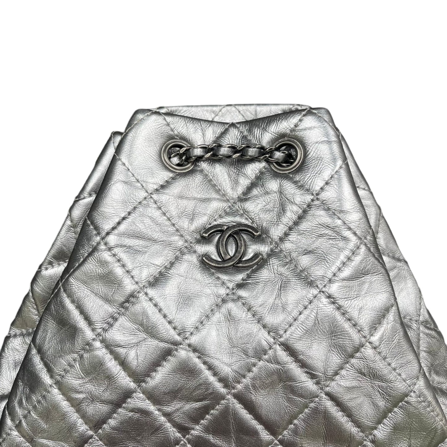 Gabrielle Backpack Aged Calfskin Metallic Silver MHW