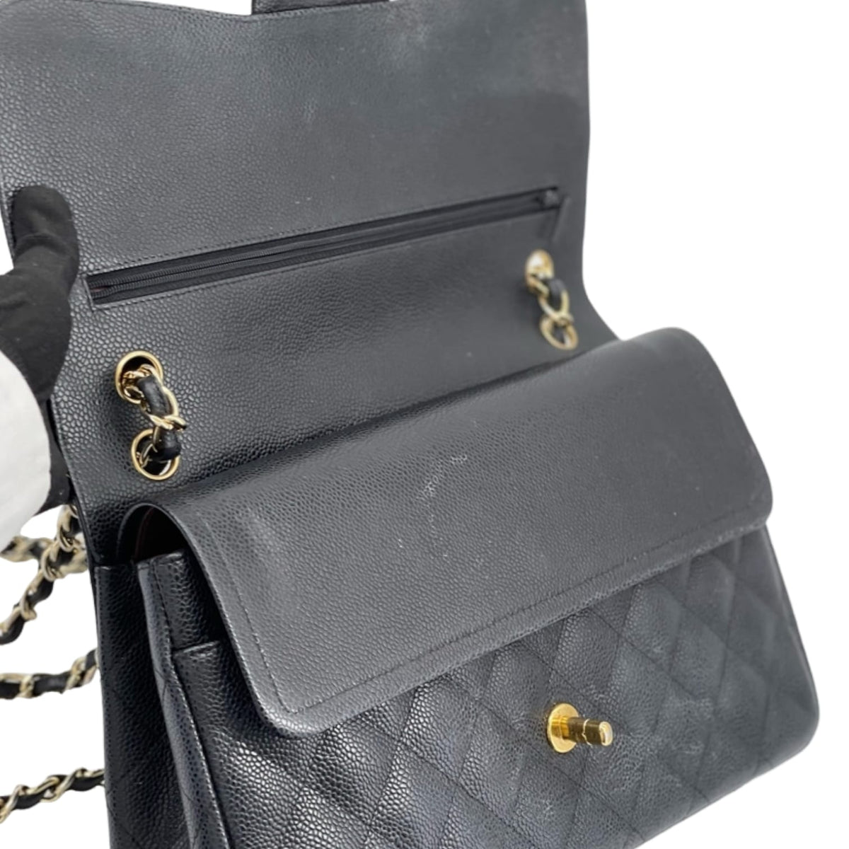 Jumbo Classic Double Flap Caviar Black GHW