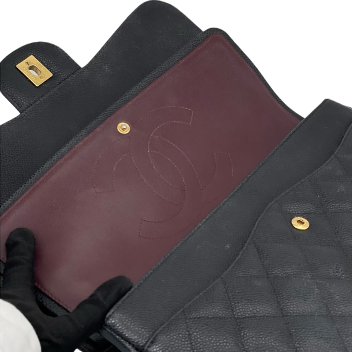 Jumbo Classic Double Flap Caviar Black GHW