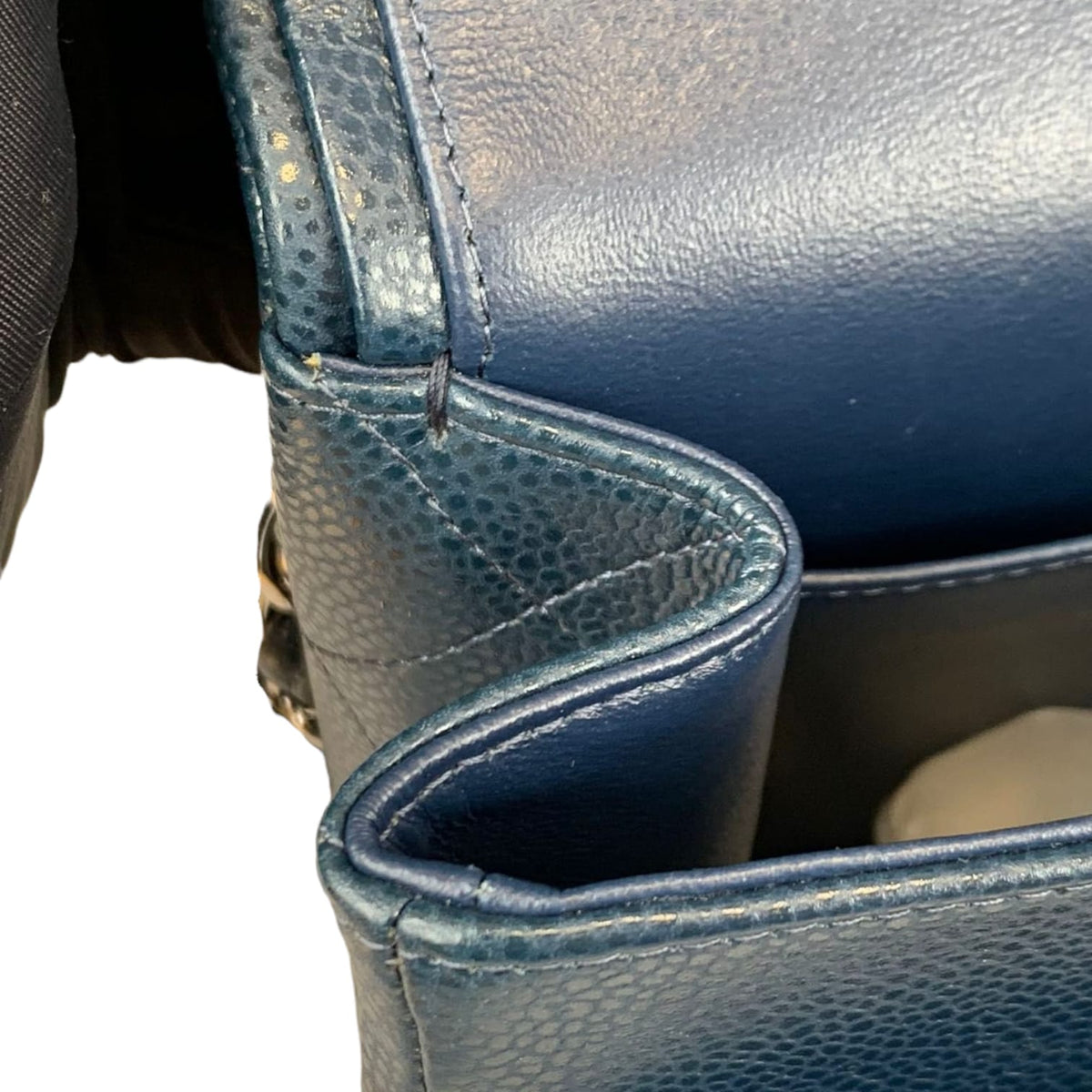 Jumbo Classic Double Flap Caviar Blue SHW