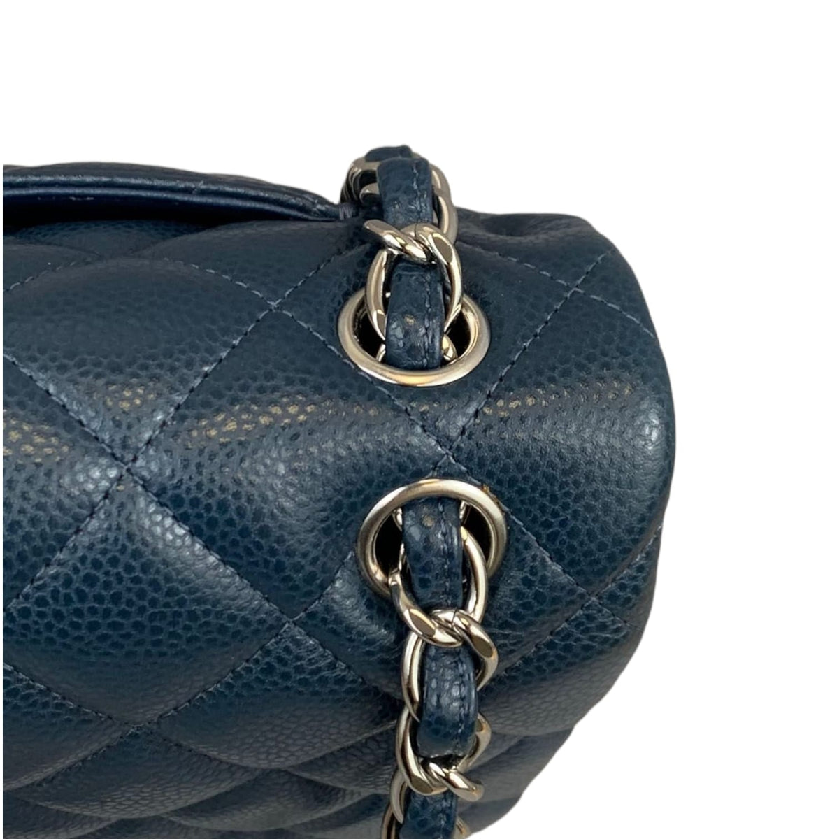 Jumbo Classic Double Flap Caviar Blue SHW