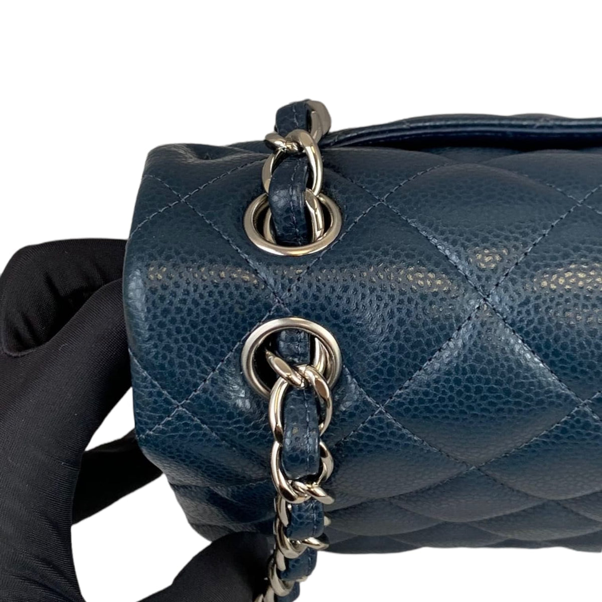 Jumbo Classic Double Flap Caviar Blue SHW