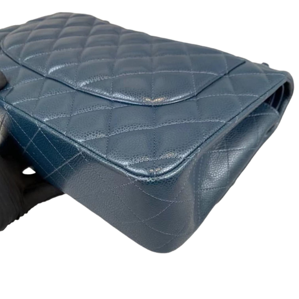 Jumbo Classic Double Flap Caviar Blue SHW