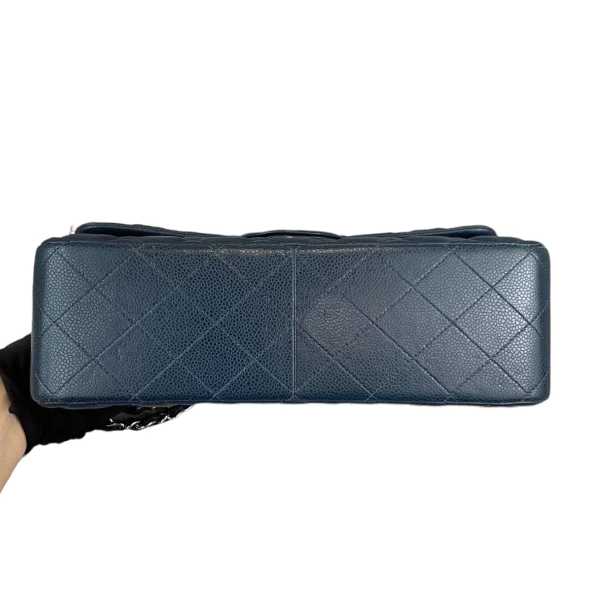 Jumbo Classic Double Flap Caviar Blue SHW