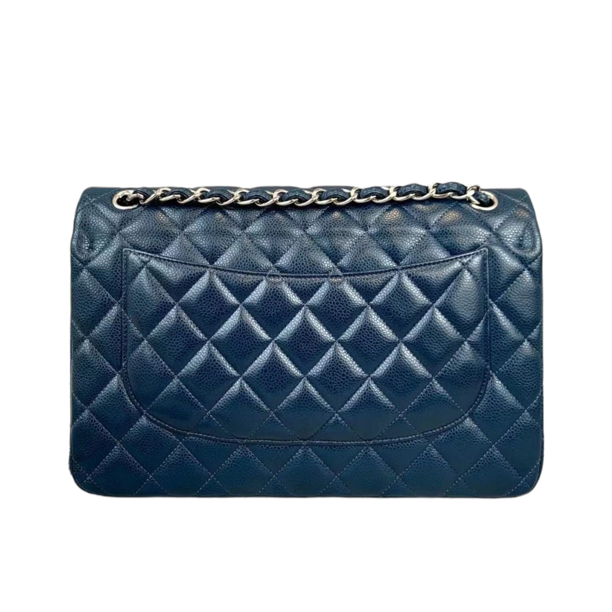 Jumbo Classic Double Flap Caviar Blue SHW