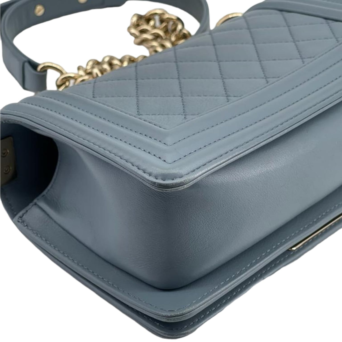 Small Boy Bag  Calfskin Blue GHW