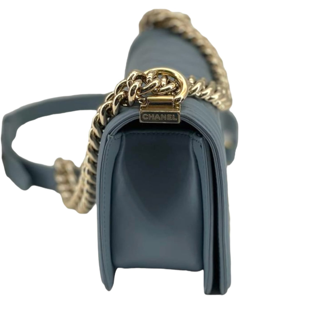 Small Boy Bag  Calfskin Blue GHW