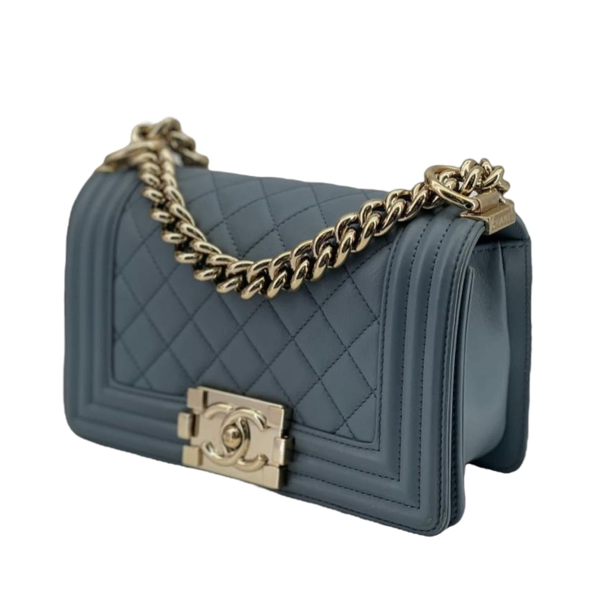 Small Boy Bag  Calfskin Blue GHW
