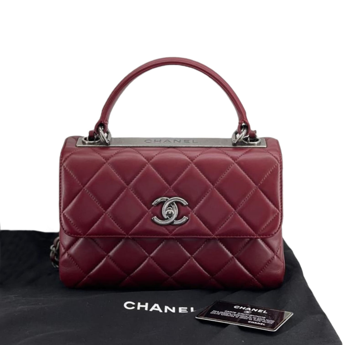 Small Trendy CC Flap Lambskin Burgundy RHW