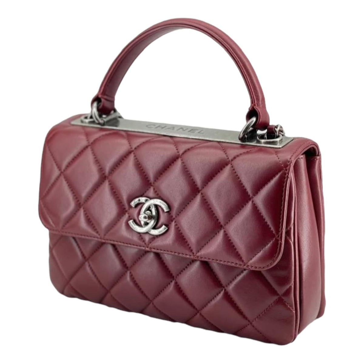 Small Trendy CC Flap Lambskin Burgundy RHW