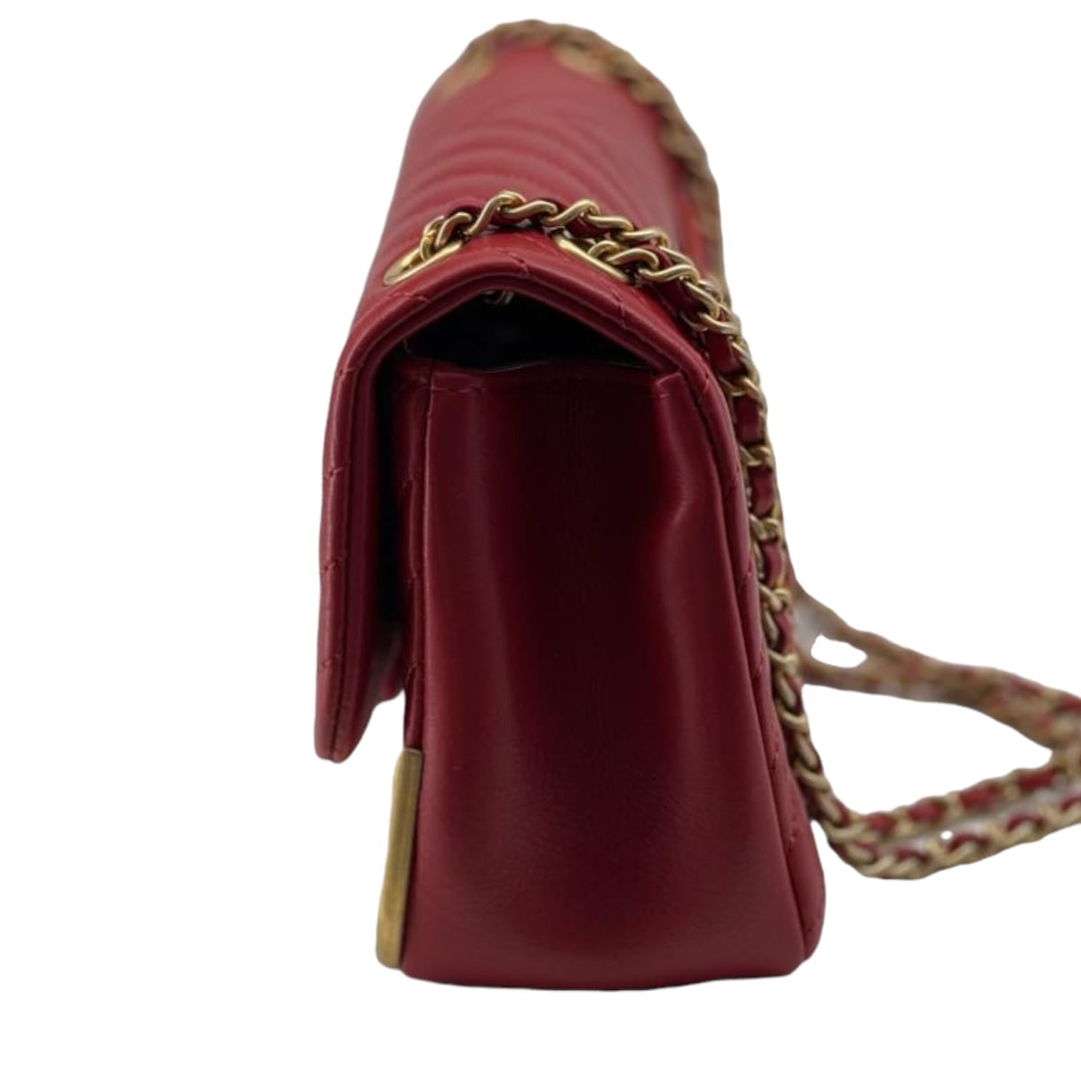 Mini Rock the Corner Chevron Calfskin Red GHW