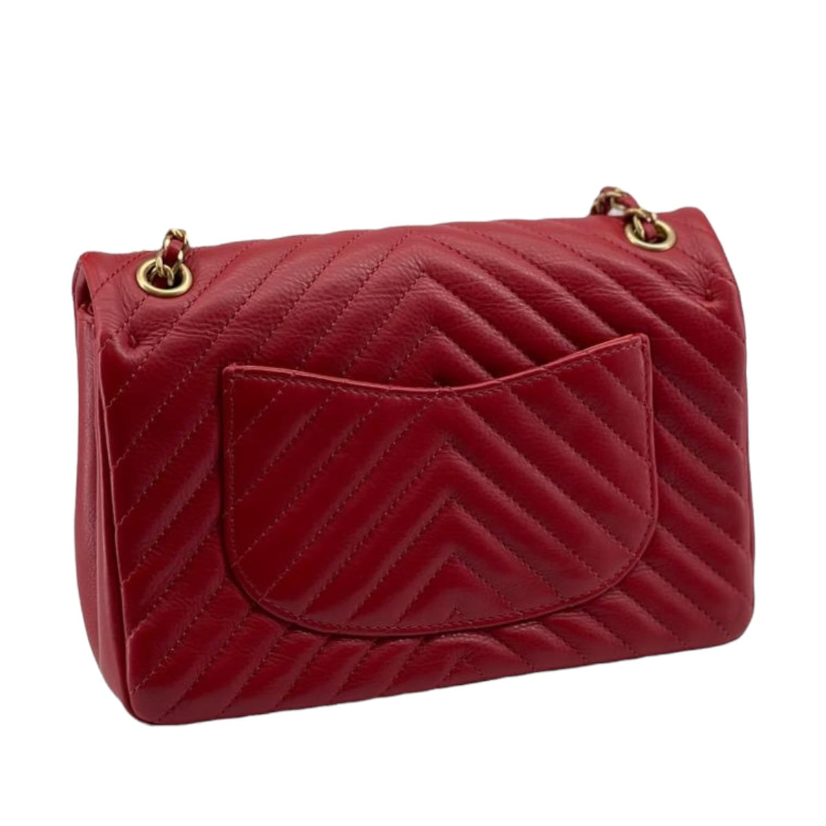 Mini Rock the Corner Chevron Calfskin Red GHW