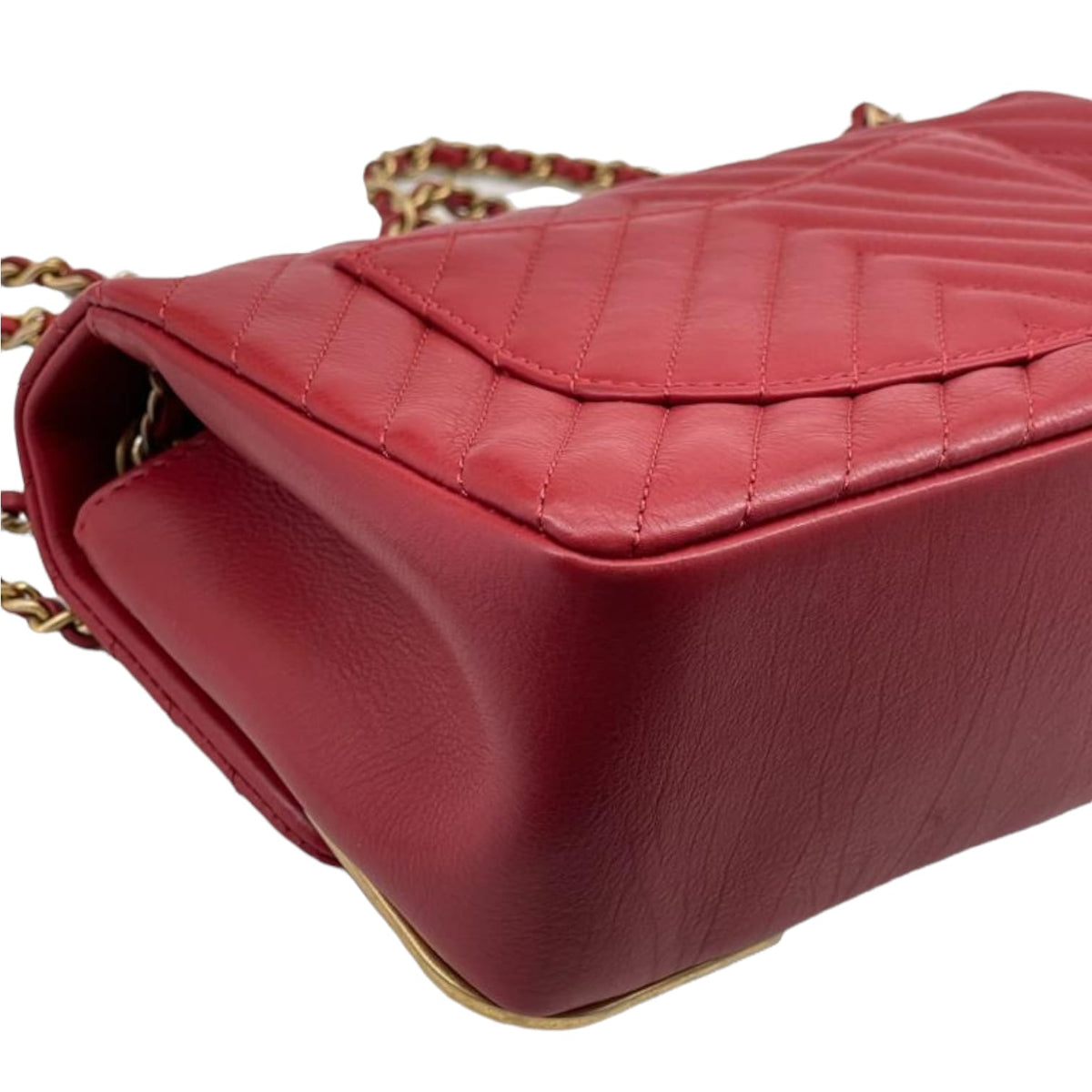 Mini Rock the Corner Chevron Calfskin Red GHW