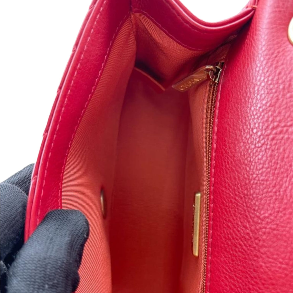 Mini Rock the Corner Chevron Calfskin Red GHW