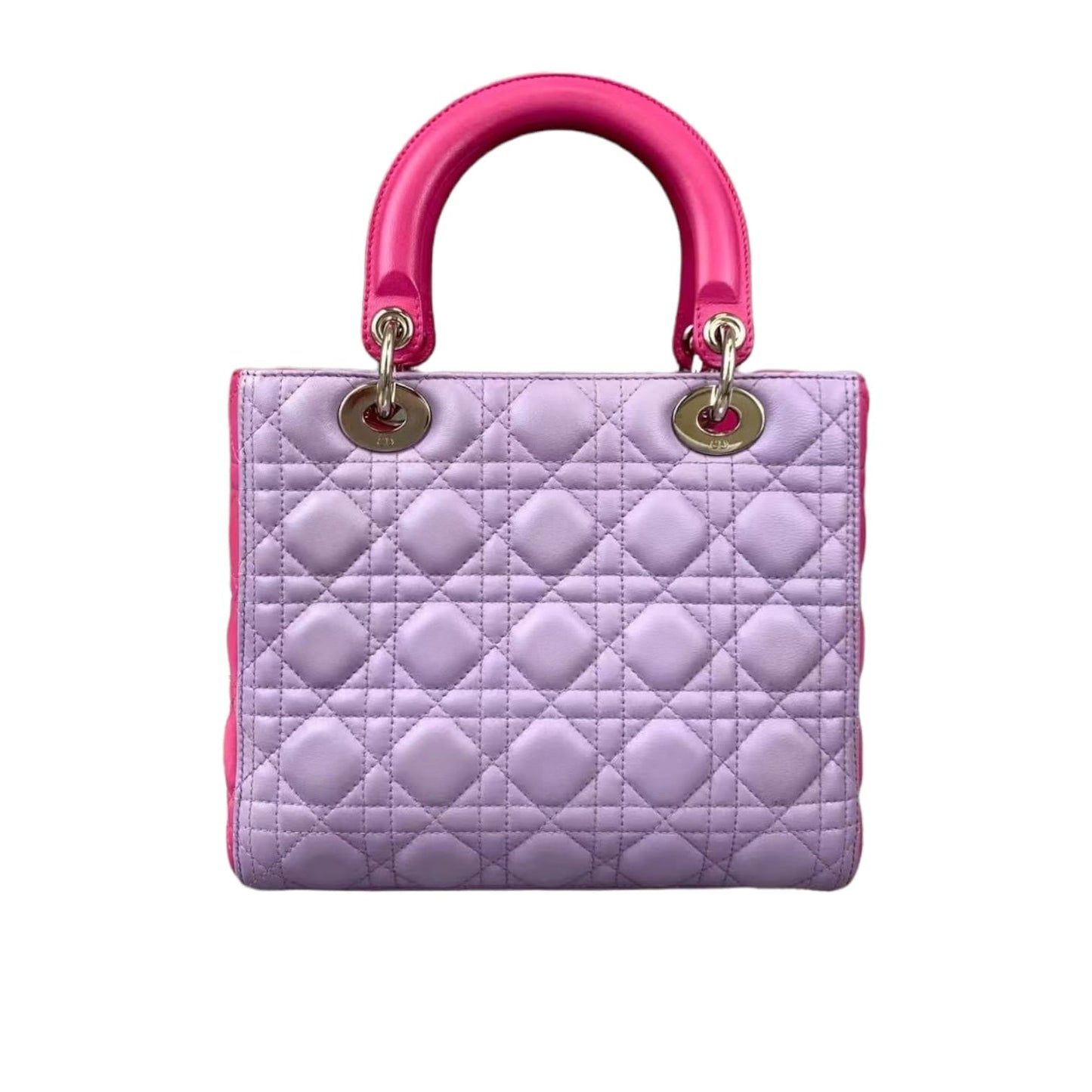 Medium Bi-color Lady Dior Lambskin Pink Purple SHW