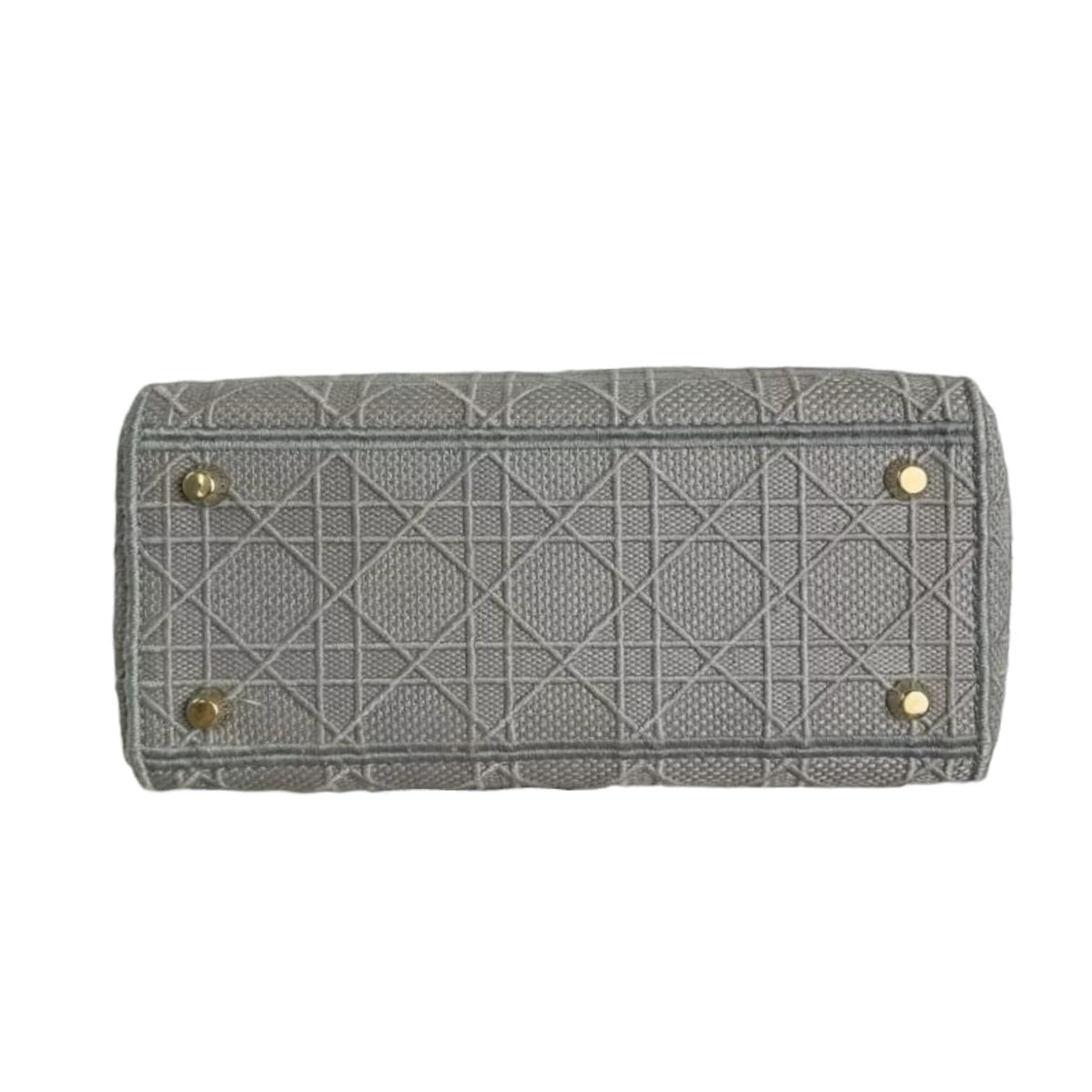 Medium Lady D-Lite  Canvas Embroidered Grey GHW