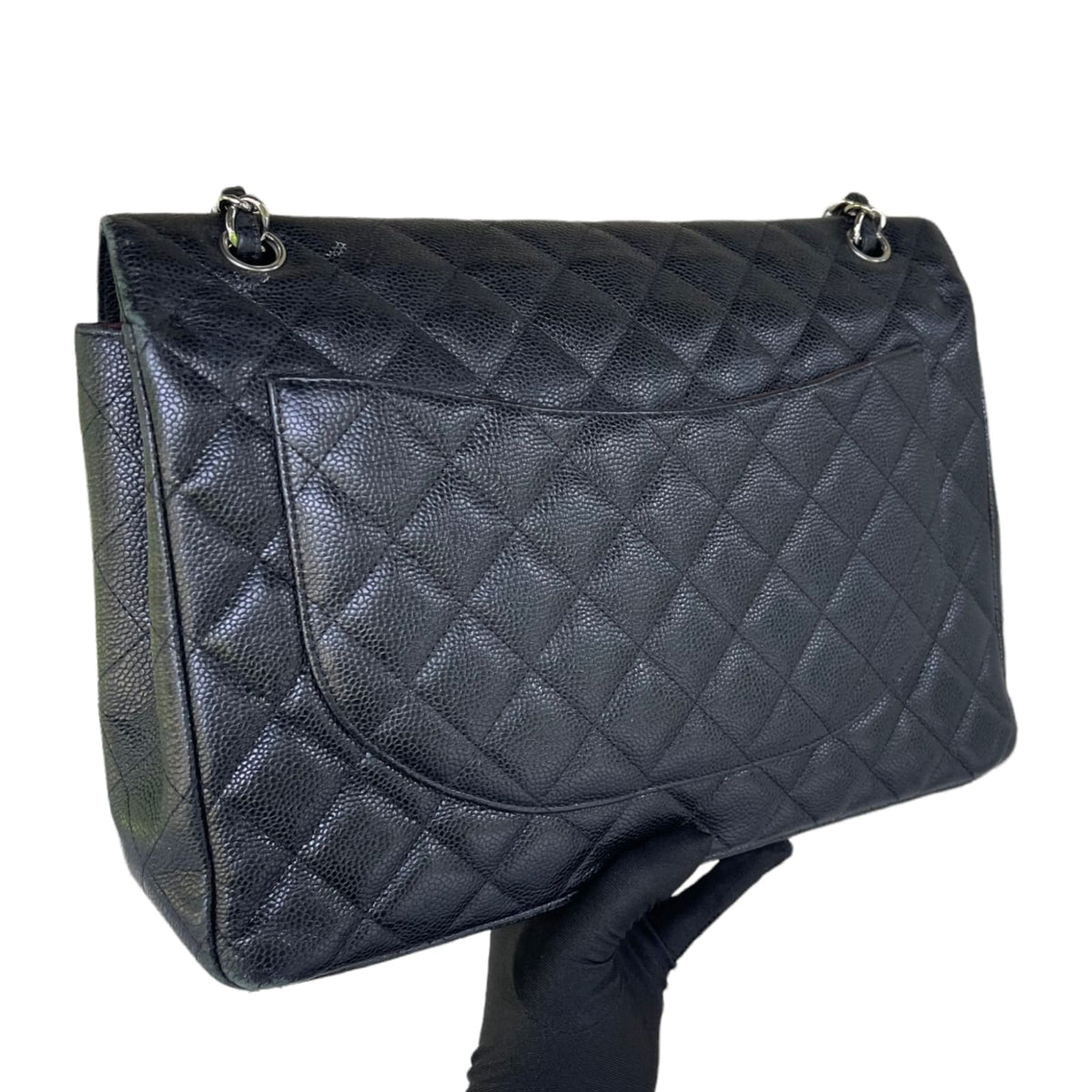 Classic Double Flap Maxi Caviar Black SHW