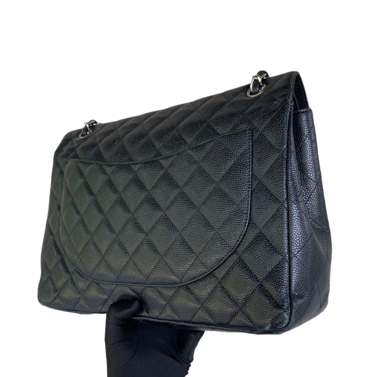 Classic Double Flap Maxi Caviar Black SHW