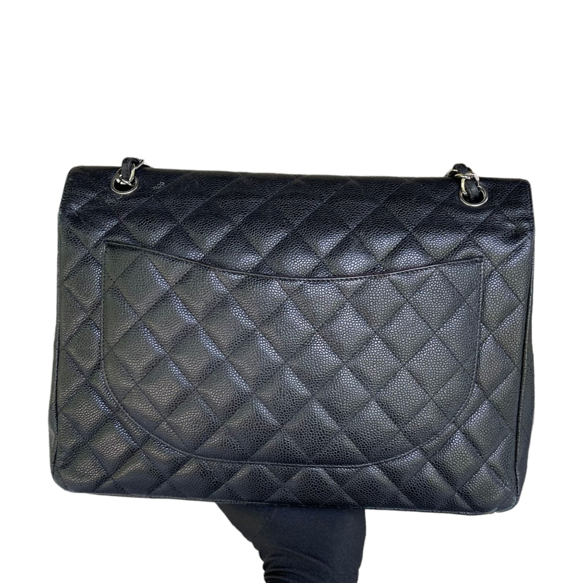 Classic Double Flap Maxi Caviar Black SHW