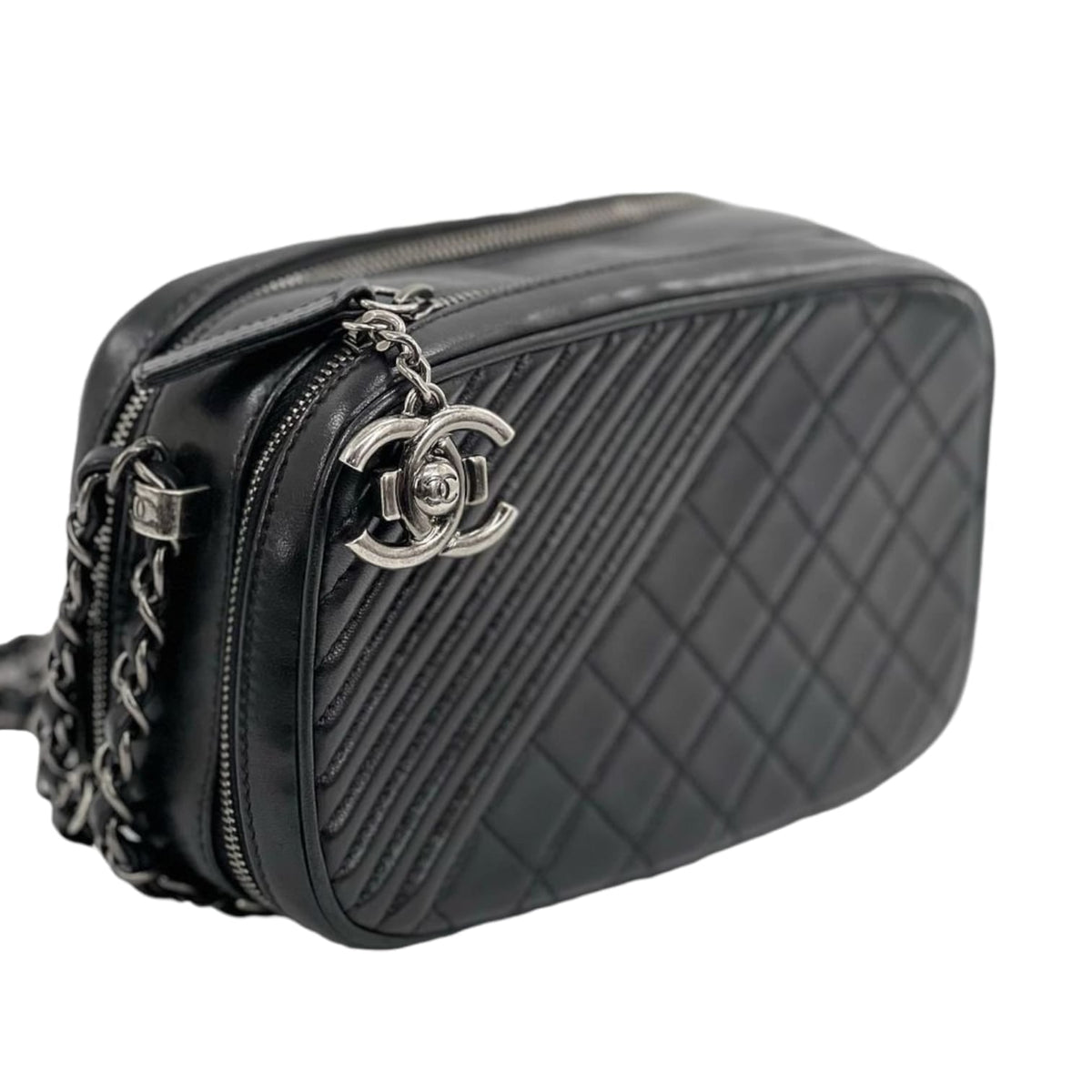Small Coco Boy Camera Bag Lambskin Black RHW