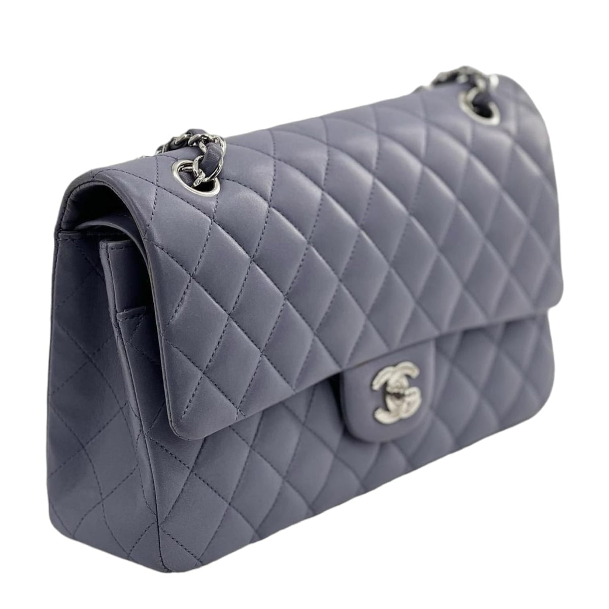 Medium Classic Double Flap Lambskin Purple SHW
