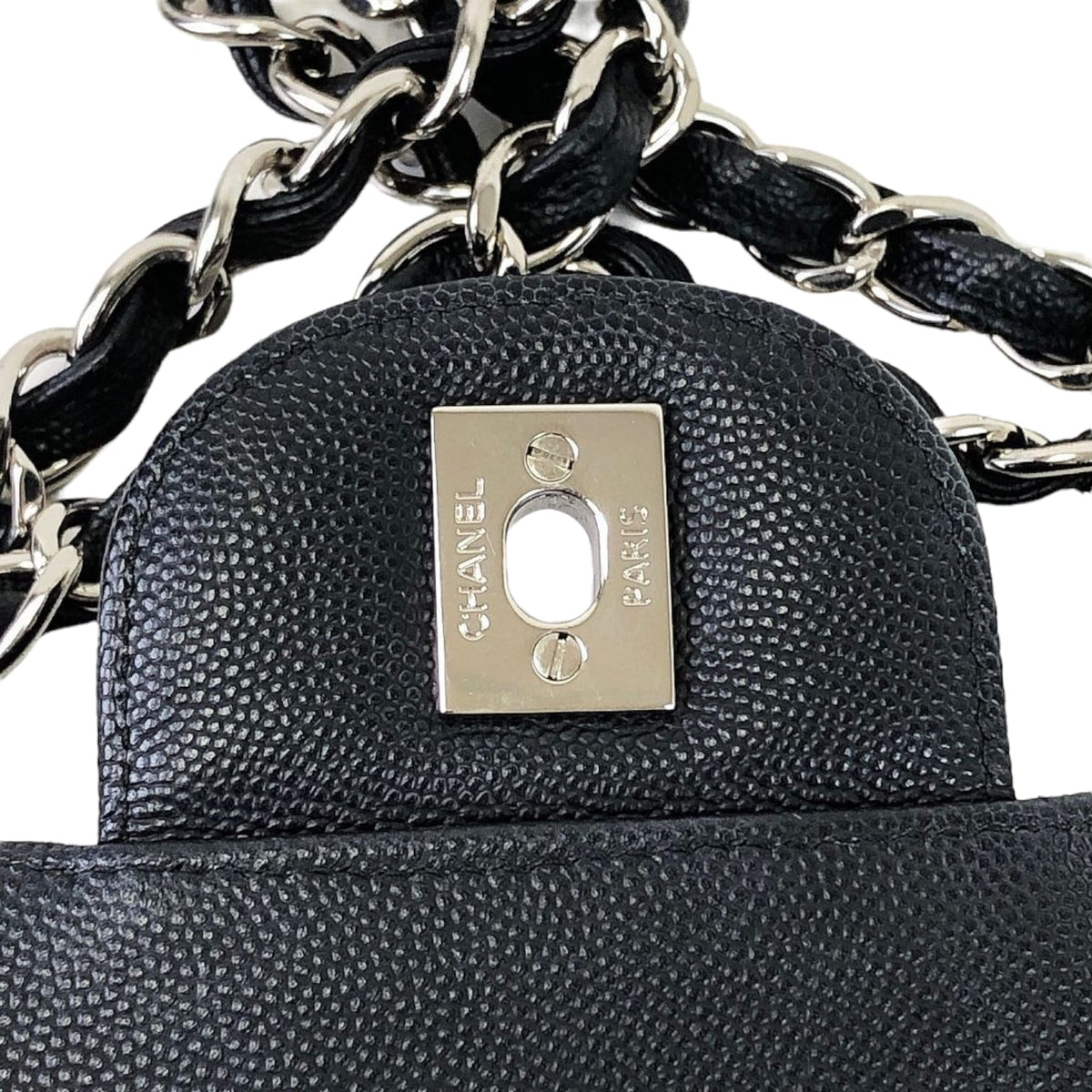 Jumbo Classic Flap Caviar Black Chevron SHW