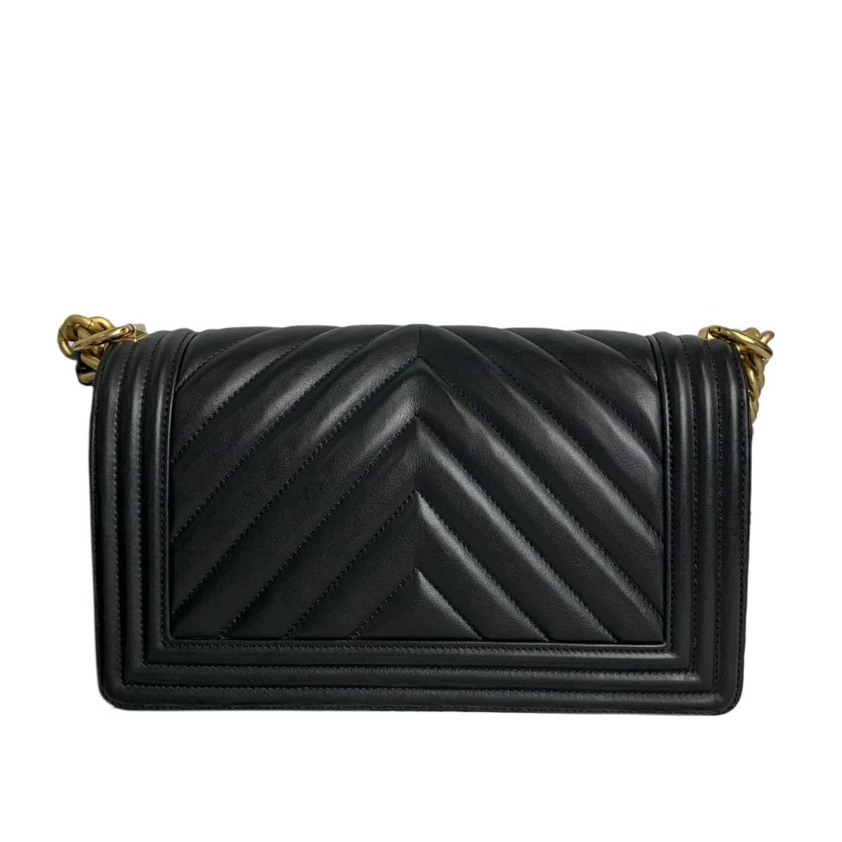 Medium Le Boy Chevron Quilted Calfskin Black GHW