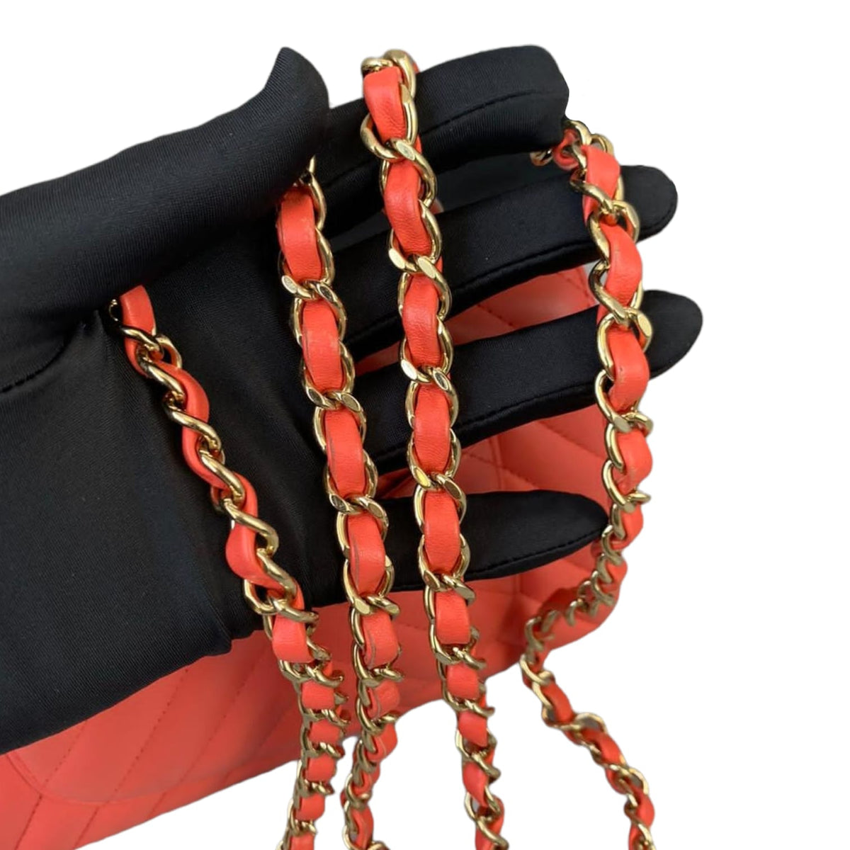 Mini Classic Flap Calfskin Chevron Red GHW