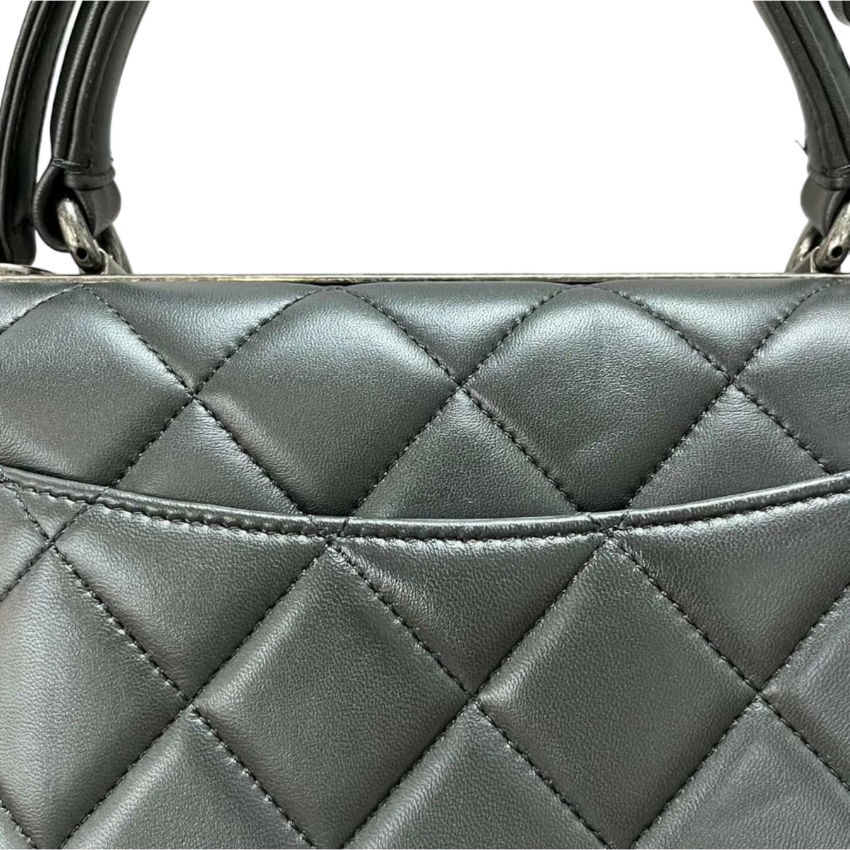 Small Trendy CC Dual Handle Flap Grey RHW