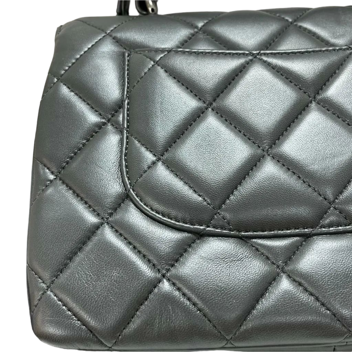 Small Trendy CC Dual Handle Flap Grey RHW
