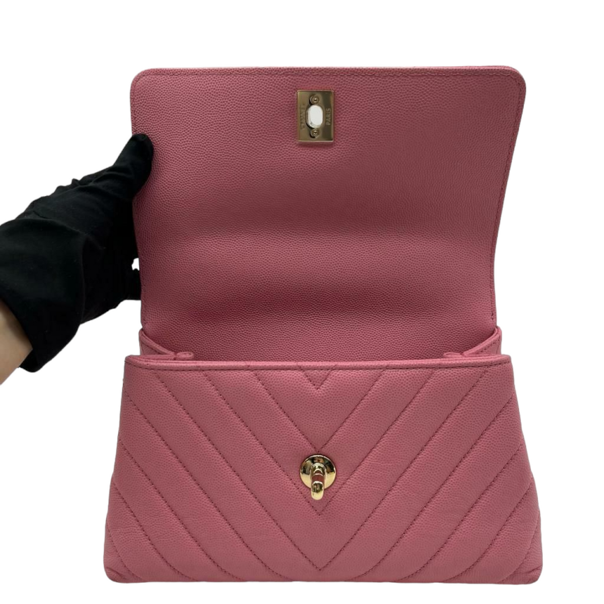 Coco Handle Small Caviar Pink GHW