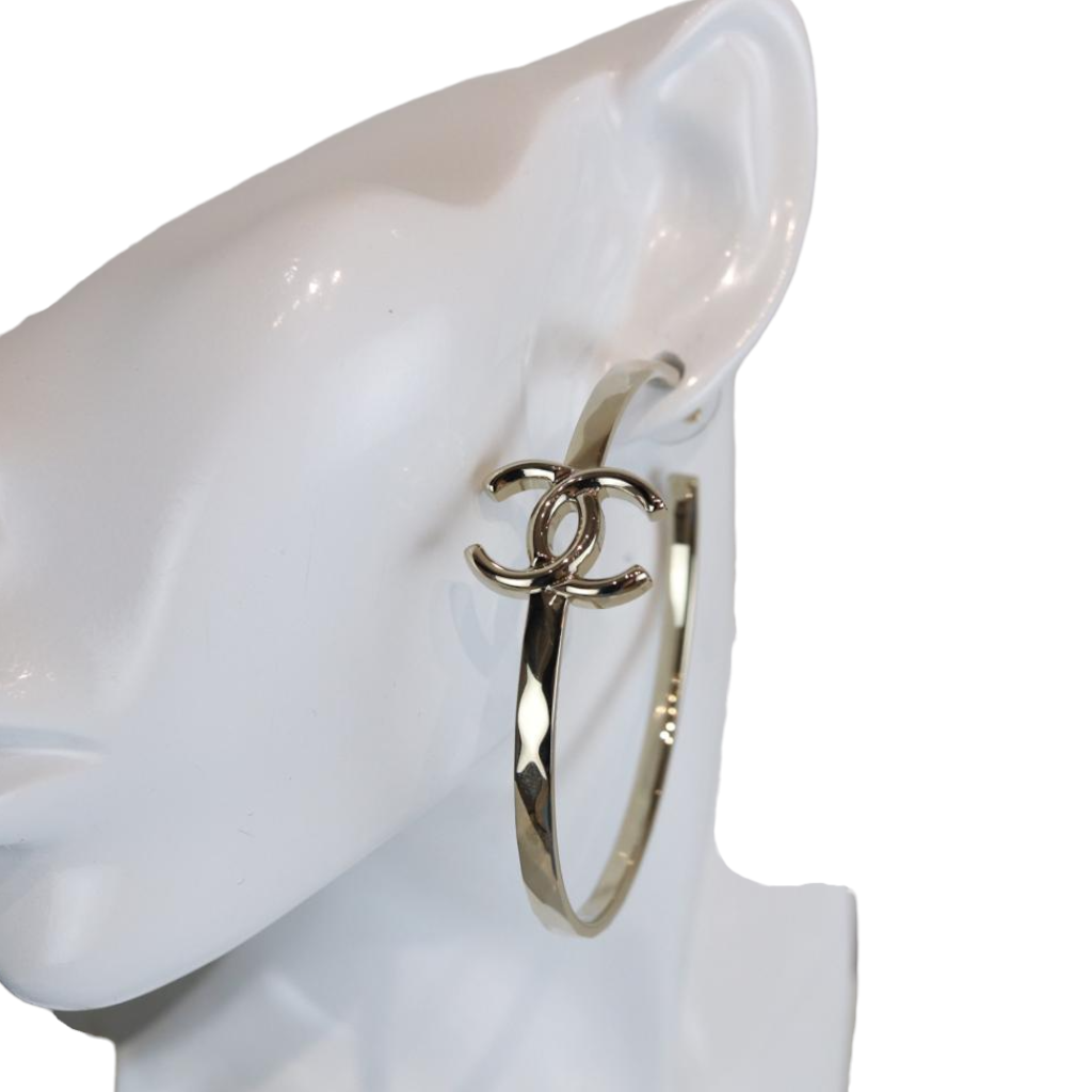 Hoop CC Earrings Light Gold Hardware