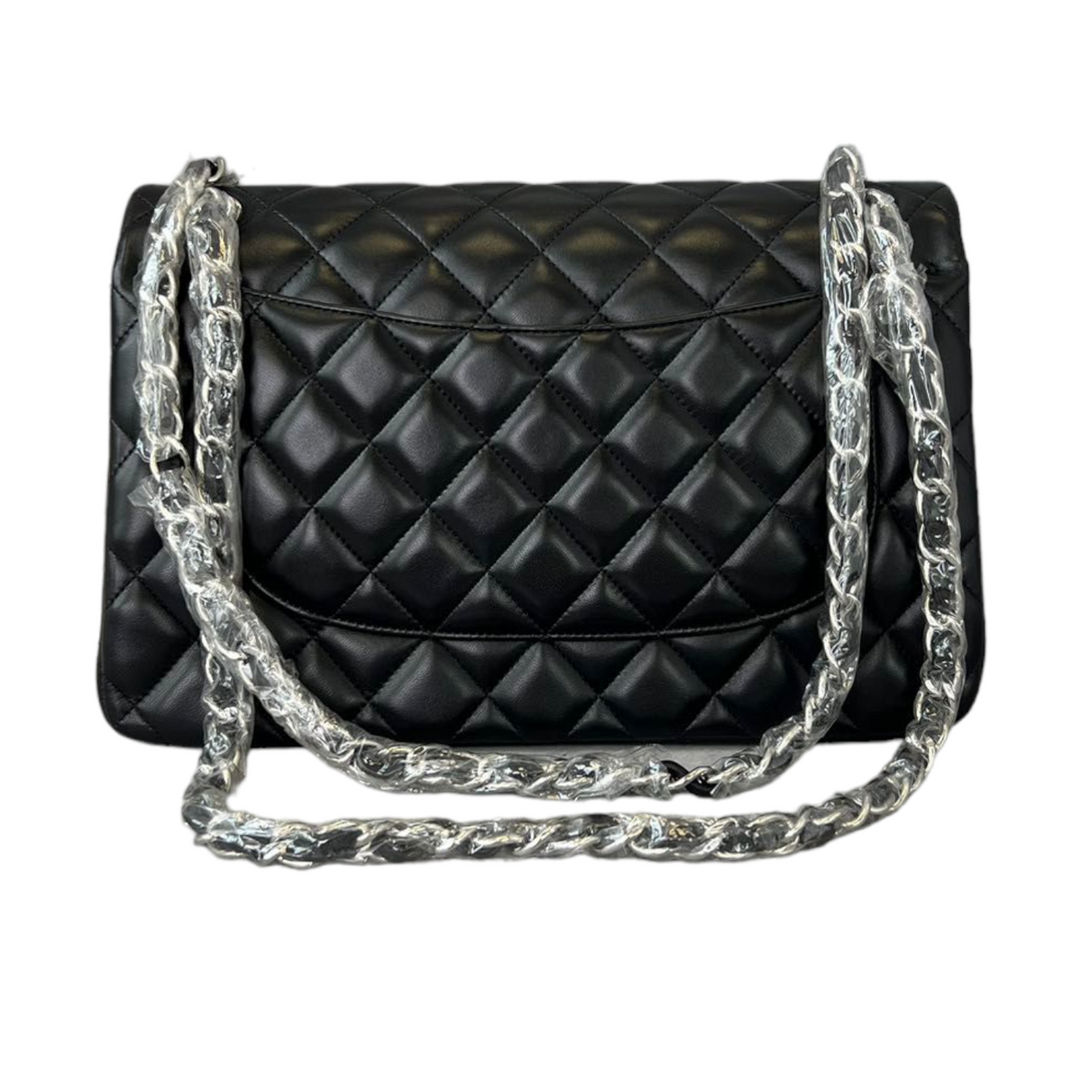 Lambskin Jumbo Double Flap Black SHW